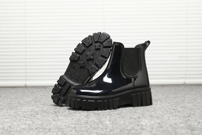 Women's Wellies Boots - Fashion Ankle boots for ladies- Chelsea Booties - Waterproof Rain Boots Wellingtons Boota SHINY COLOR BG-592