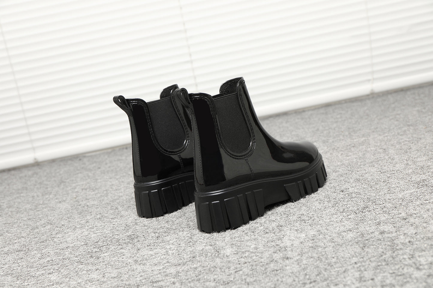 Women's Wellies Boots - Fashion Ankle boots for ladies- Chelsea Booties - Waterproof Rain Boots Wellingtons Boota SHINY COLOR BG-592