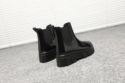 Women's Wellies Boots - Fashion Ankle boots for ladies- Chelsea Booties - Waterproof Rain Boots Wellingtons Boota SHINY COLOR BG-592