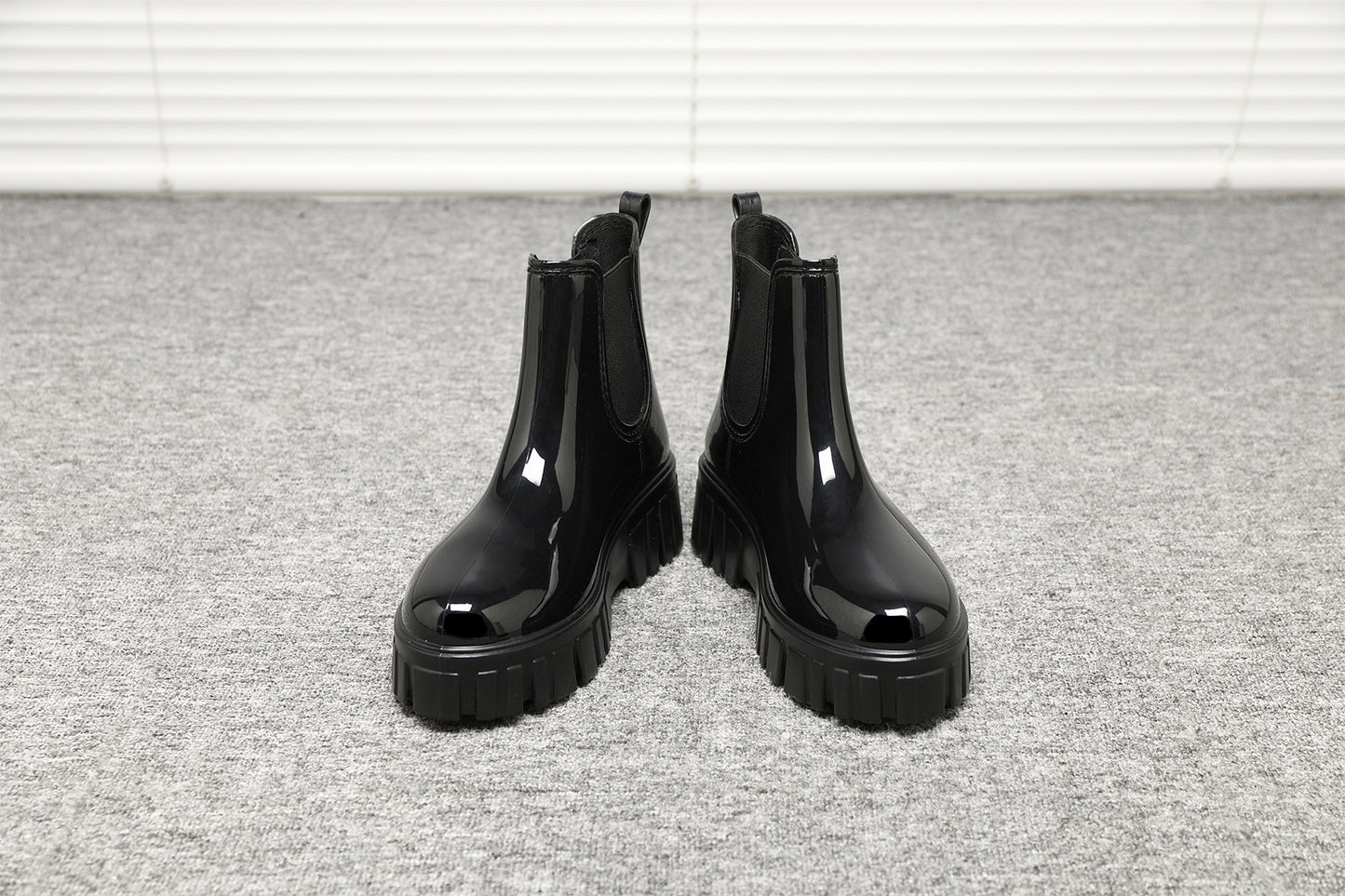 Women's Wellies Boots - Fashion Ankle boots for ladies- Chelsea Booties - Waterproof Rain Boots Wellingtons Boota SHINY COLOR BG-592