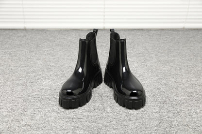 Women's Wellies Boots - Fashion Ankle boots for ladies- Chelsea Booties - Waterproof Rain Boots Wellingtons Boota SHINY COLOR BG-592