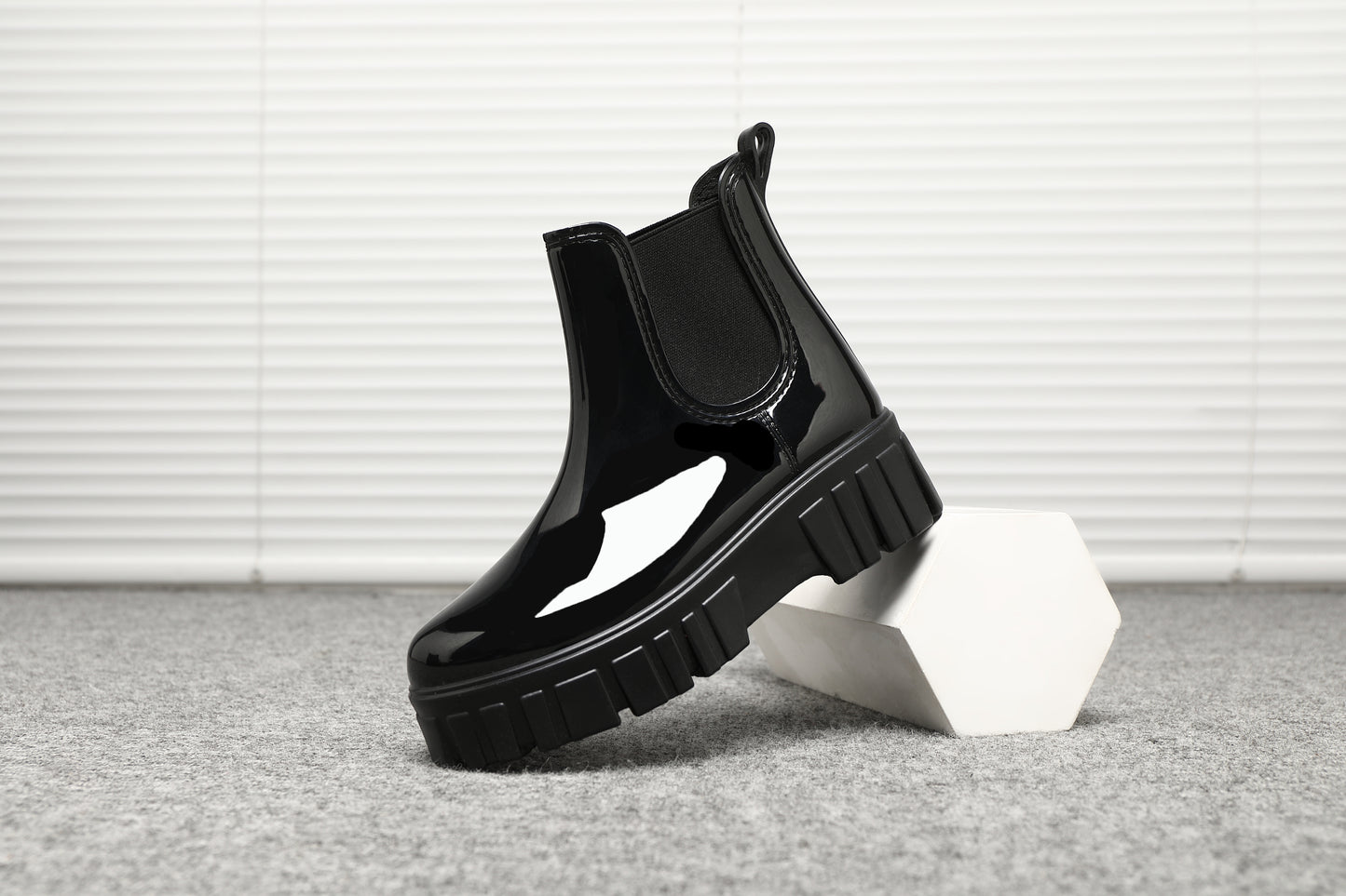 Women's Wellies Boots - Fashion Ankle boots for ladies- Chelsea Booties - Waterproof Rain Boots Wellingtons Boota SHINY COLOR BG-592