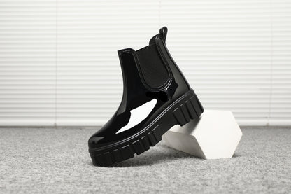 Women's Wellies Boots - Fashion Ankle boots for ladies- Chelsea Booties - Waterproof Rain Boots Wellingtons Boota SHINY COLOR BG-592