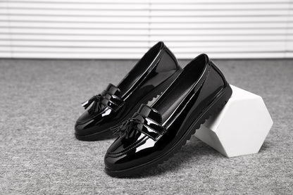Women's Black Patent Loafers with Tassel 2206