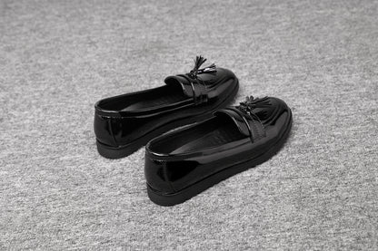 Women's Black Patent Loafers with Tassel 2206