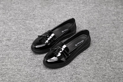 Women's Black Patent Loafers with Tassel 2206