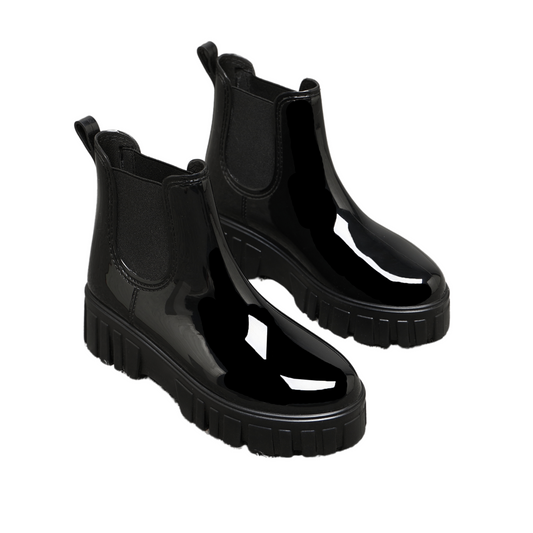 Women's Wellies Boots - Fashion Ankle boots for ladies- Chelsea Booties - Waterproof Rain Boots Wellingtons Boota SHINY COLOR BG-592