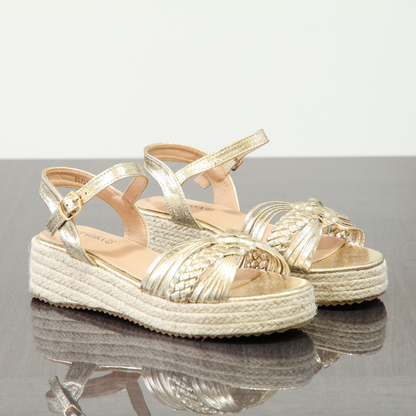 Women's Braided Wedge Sandals - Espadrille Platform- Comfortable 4cm Heel, Adjustable Buckle Closure BG-732